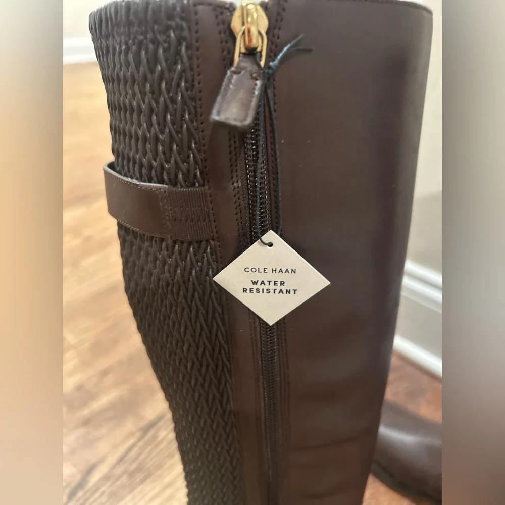 NWT Chesley Leather & Textile Knee-High Boots - Picture 4 of 8